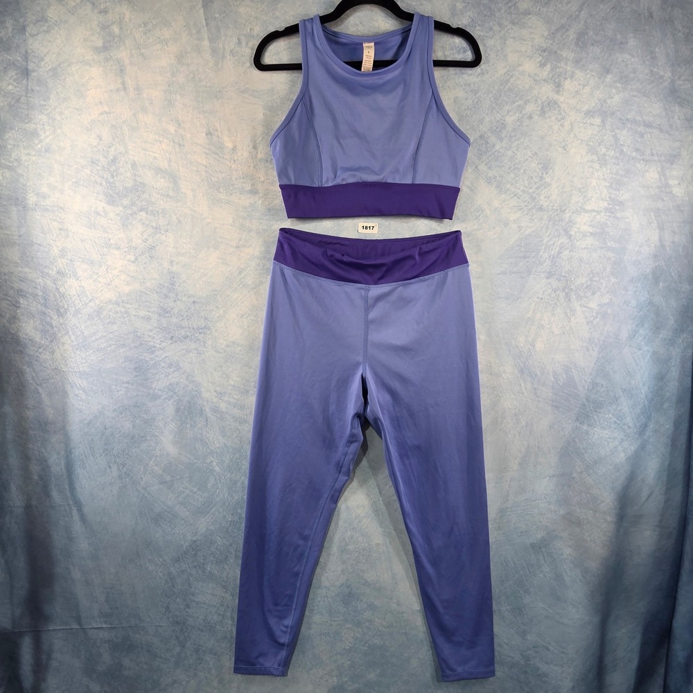 Kyodan Women Purple Two Tone‎ Activewear Set Sports Bra and Leggings Large